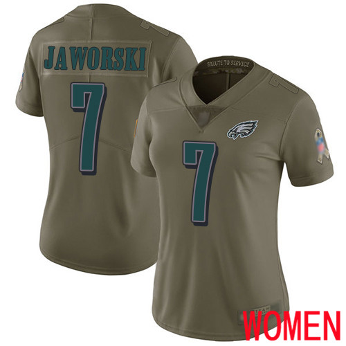 Women Philadelphia Eagles #7 Ron Jaworski Limited Olive 2017 Salute to Service Football NFL Jersey->nfl t-shirts->Sports Accessory